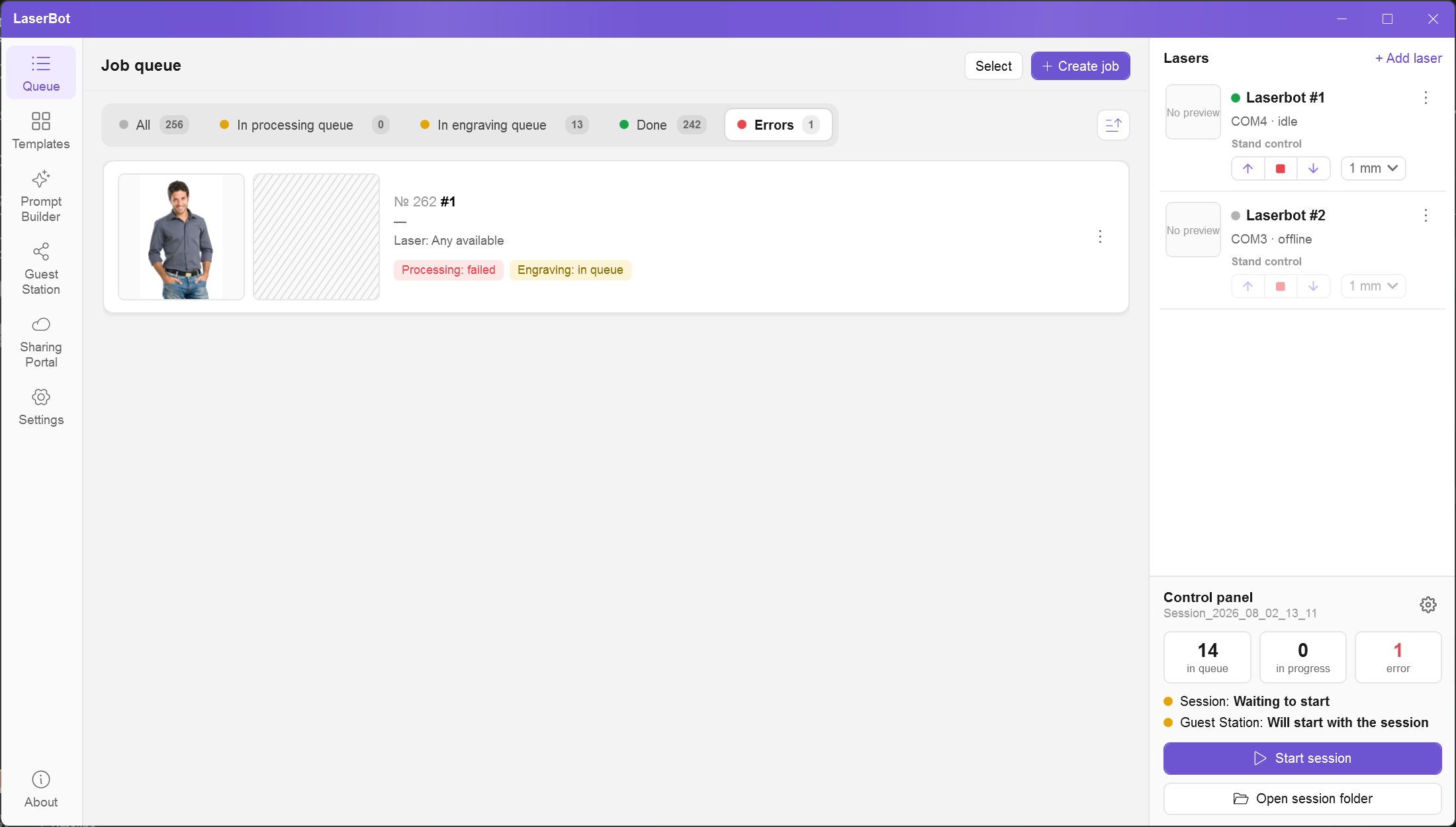 Errors tab