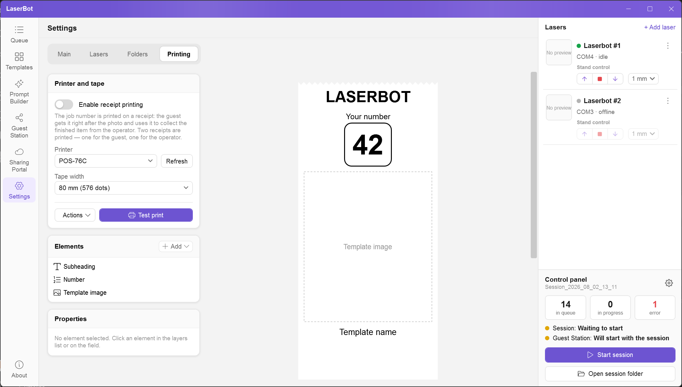 Printing settings